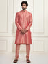 VASTRAMAY Men's Pink Cotton Silk Blend Kurta